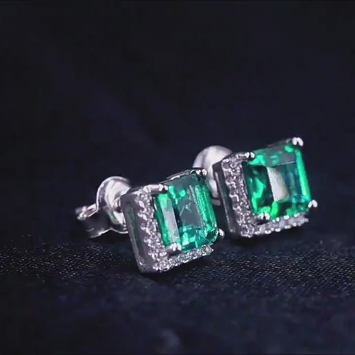 The Chevron Emerald Stud Earrings