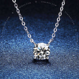 Silver 4-Prong Round Moissanite Solitaire Floating Necklace