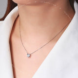 Silver 4-Prong Round Moissanite Solitaire Floating Necklace