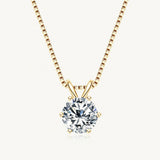 Gold 6-Prong Round Brilliant Moissanite Solitaire Necklace