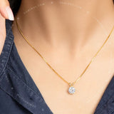 Gold 6-Prong Round Brilliant Moissanite Solitaire Necklace