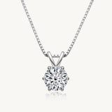 Silver 6-Prong Round Brilliant Moissanite Solitaire Necklace