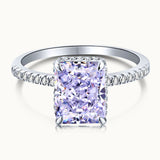 The Aura Ring Lilac - Radiant Cut Solitaire with Side Halo