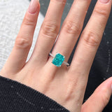 The Aura Ring Turquoise - Radiant Cut Solitaire with Side Halo