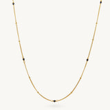 Dainty Black Onyx Beaded Satellite Chain Necklace