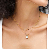 Dainty Black Onyx Beaded Satellite Chain Necklace