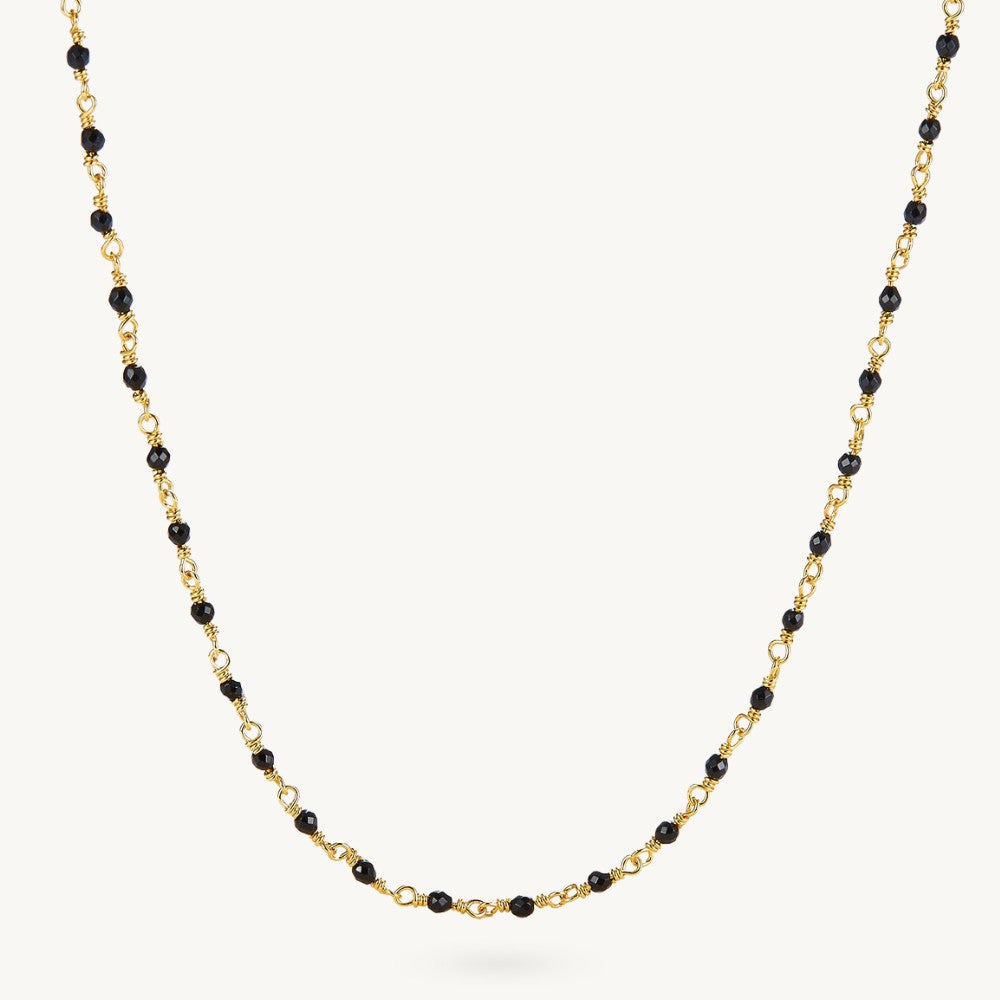 Black Onyx Jeweled Station Chain Necklace