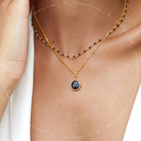 Black Onyx Jeweled Station Chain Necklace