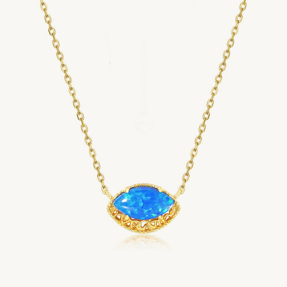 Blue Opal Oval Lace Necklace