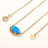 Blue Opal Oval Lace Necklace