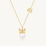 Dainty Butterfly Freshwater Pearl Necklace