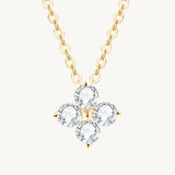 Gold Moissanite Dainty Four Leaf Clover Necklace