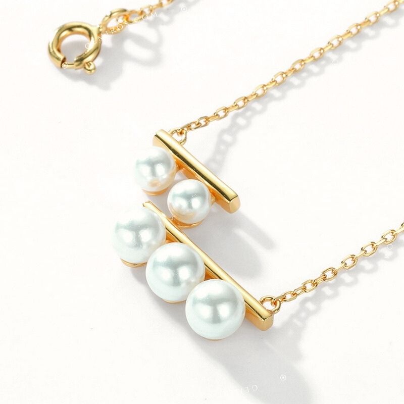 Double Balance Beam Pearl Necklace