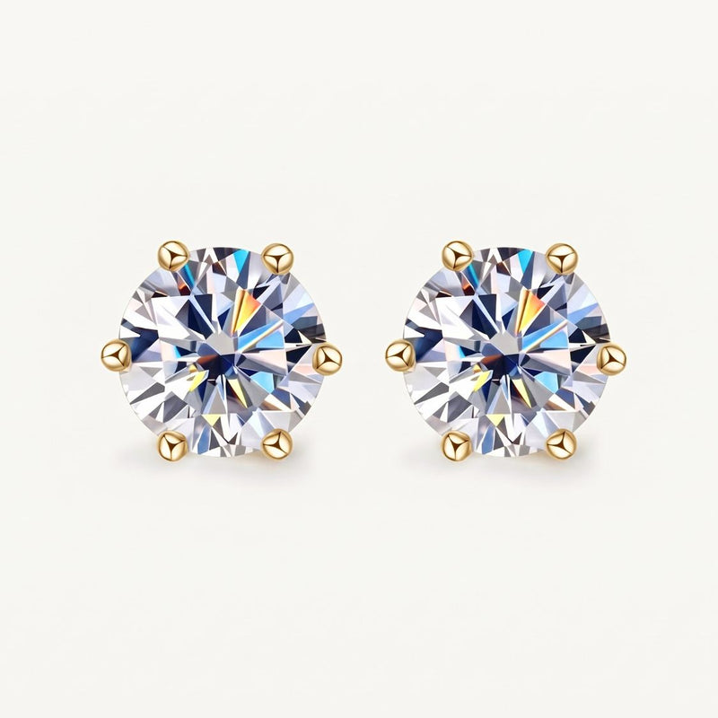 The Éclat Moissanite Stud Earrings - Gold