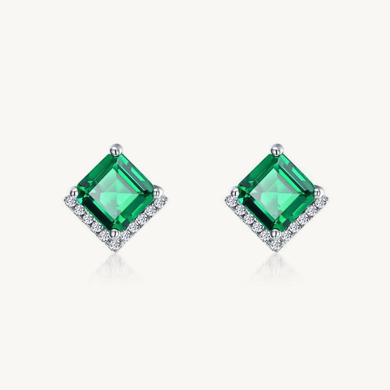 The Chevron Emerald Stud Earrings