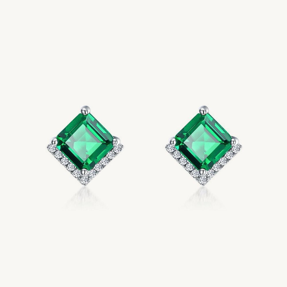 The Chevron Emerald Stud Earrings