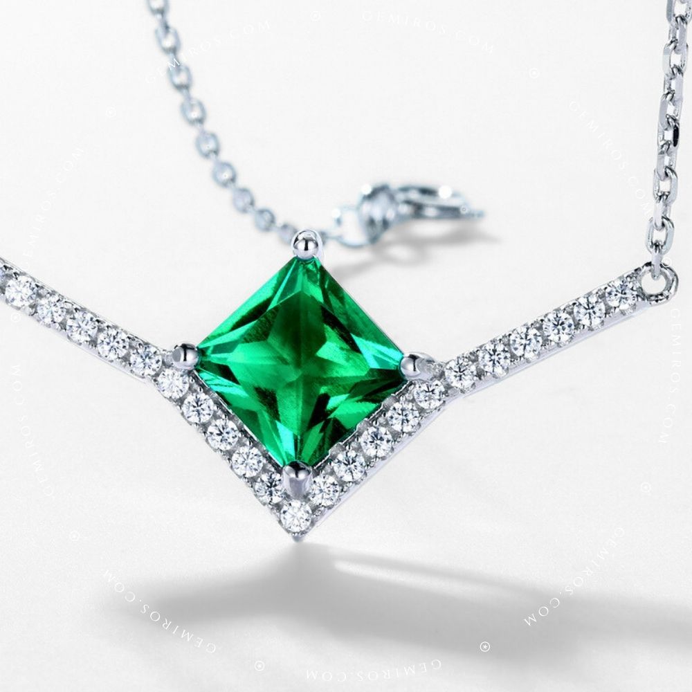 Emerald Whisper Pavé V-Chevron Necklace