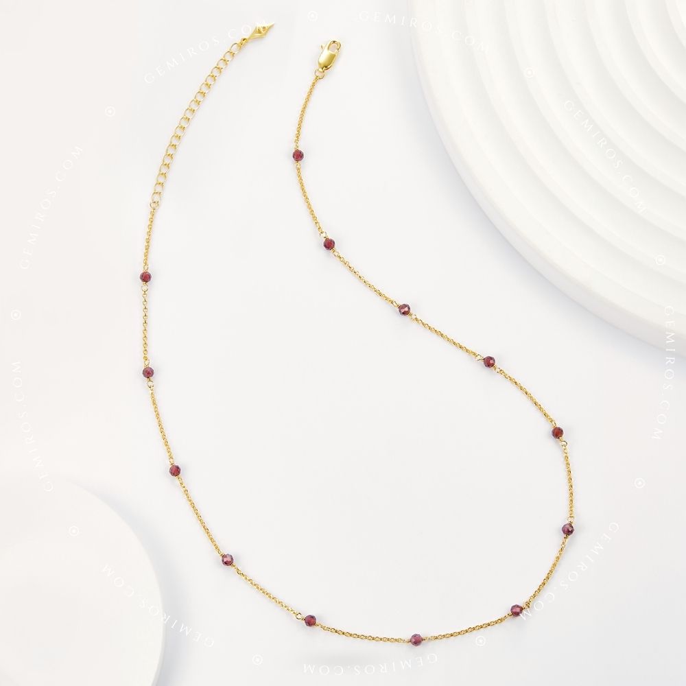 Beaded Garnet Satellite Chain Necklace