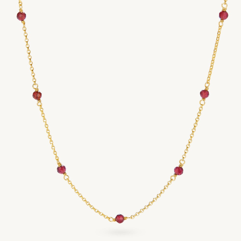 Beaded Garnet Satellite Chain Necklace