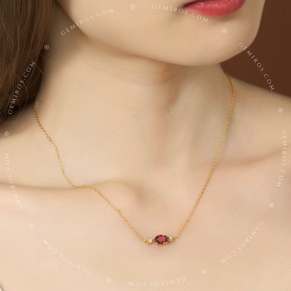 Stars Aligned Oval Rose Cut Garnet Necklace