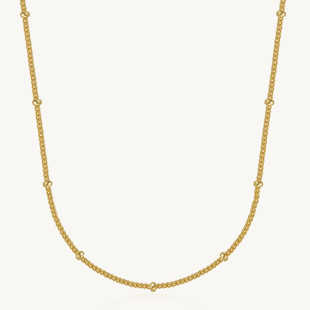 Gold Beaded Station Satellite Chain Necklace