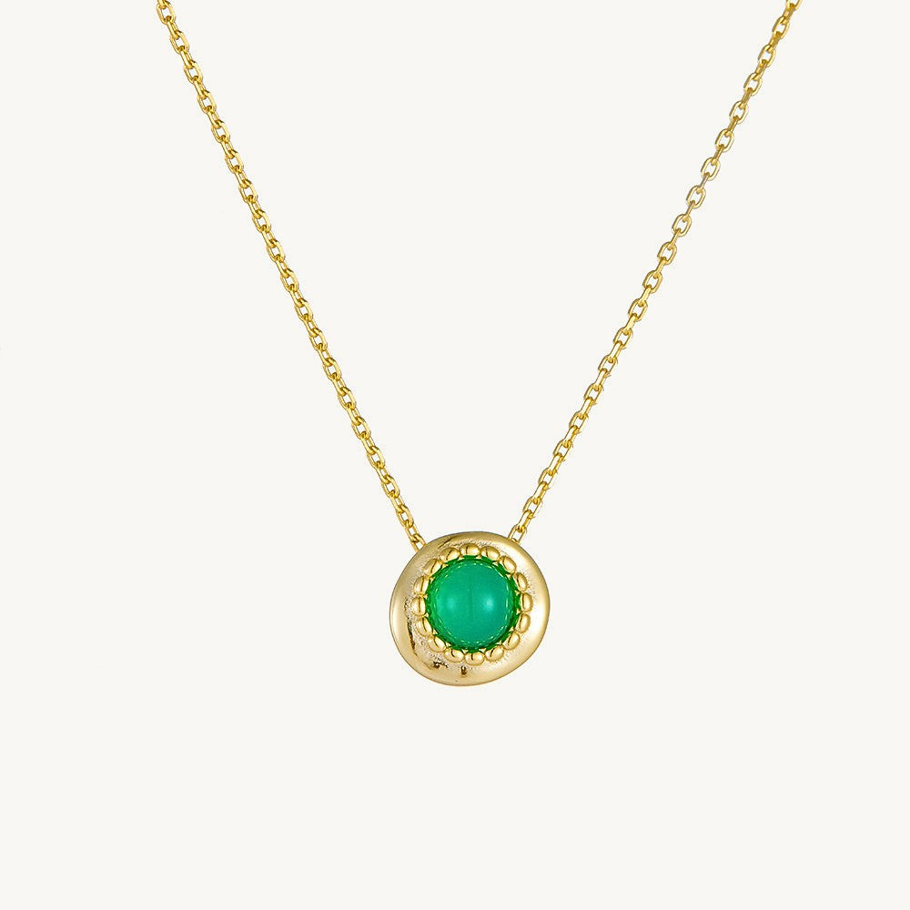 Gold Green Onyx Dome Necklace