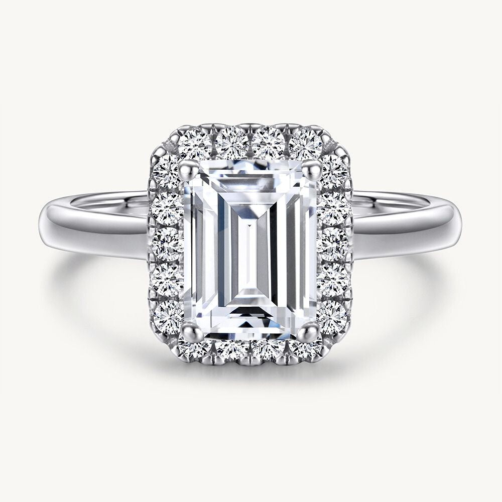 emerald cut halo statement ring — The Harlow Ring by Gemiros