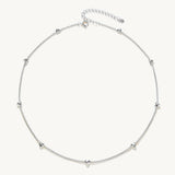 Silver Petite Hearts Station Chain Necklace