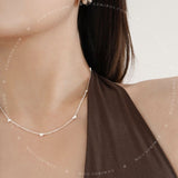 Silver Petite Hearts Station Chain Necklace