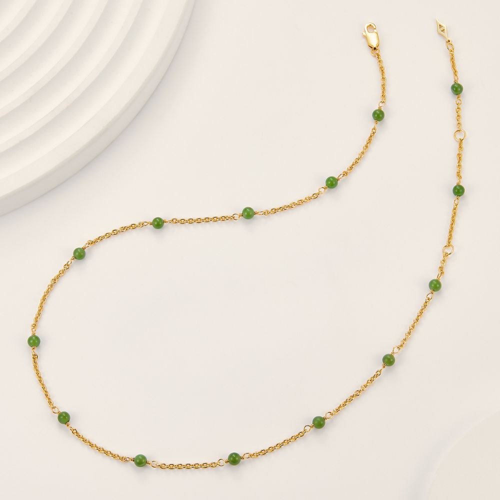 Jade Beaded Satellite Chain Necklace