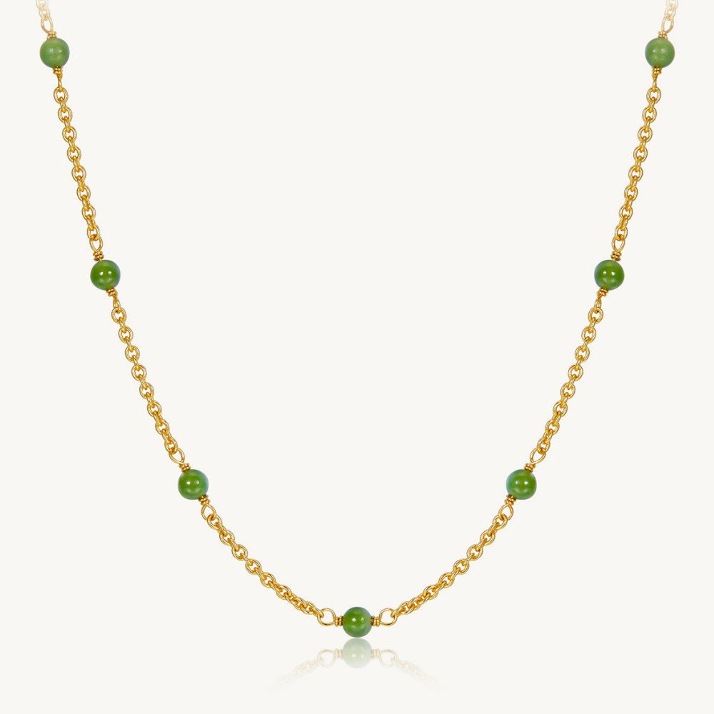 Jade Beaded Satellite Chain Necklace