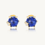 Gold Lapis Lazuli Astra Round Stud Earrings