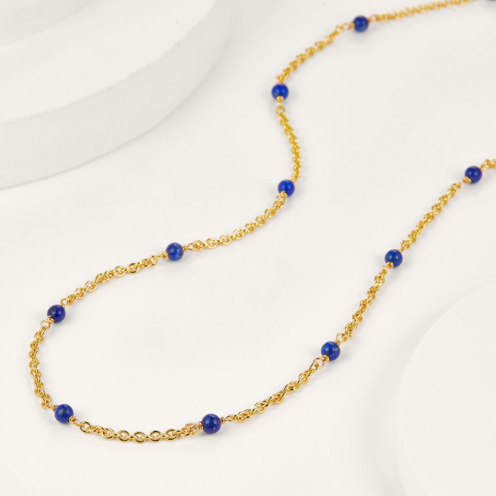 Beaded Lapis Lazuli Satellite Chain Necklace