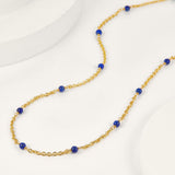 Beaded Lapis Lazuli Satellite Chain Necklace