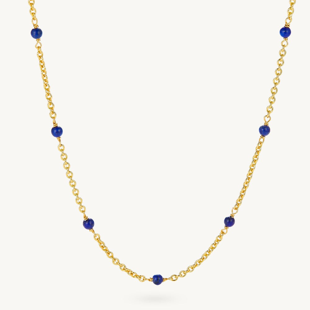 Beaded Lapis Lazuli Satellite Chain Necklace