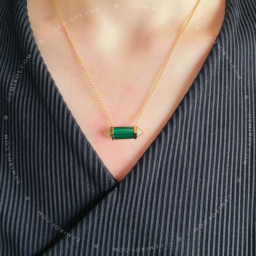 Malachite Horizon Barrel Necklace