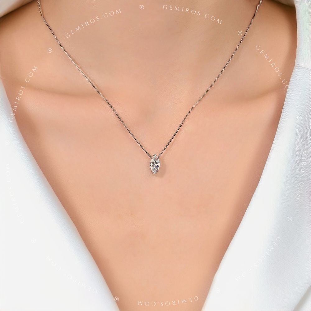 Marquise Cut Moissanite Solitaire Necklace