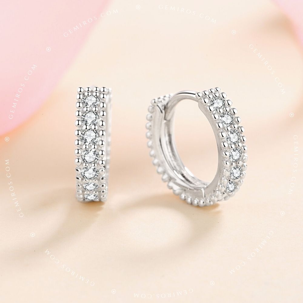 Moissanite Pavé Huggie Hoop Earrings