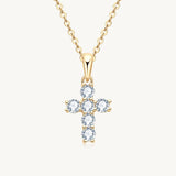 Gold Moissanite Small Cross Pendant Necklace