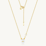 Mischievous Moon Cat Pearl Necklace