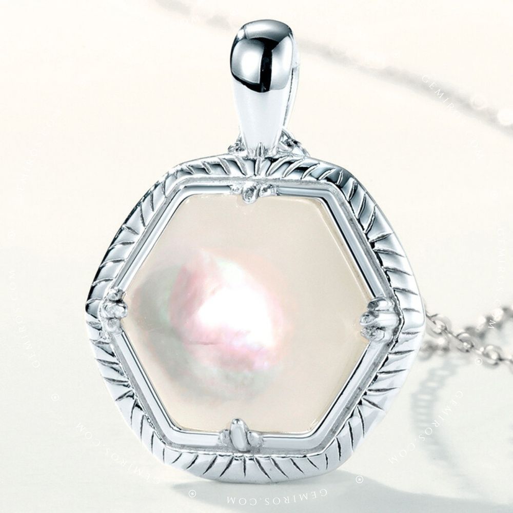 Mother of Pearl Hexagon Amulet Pendant