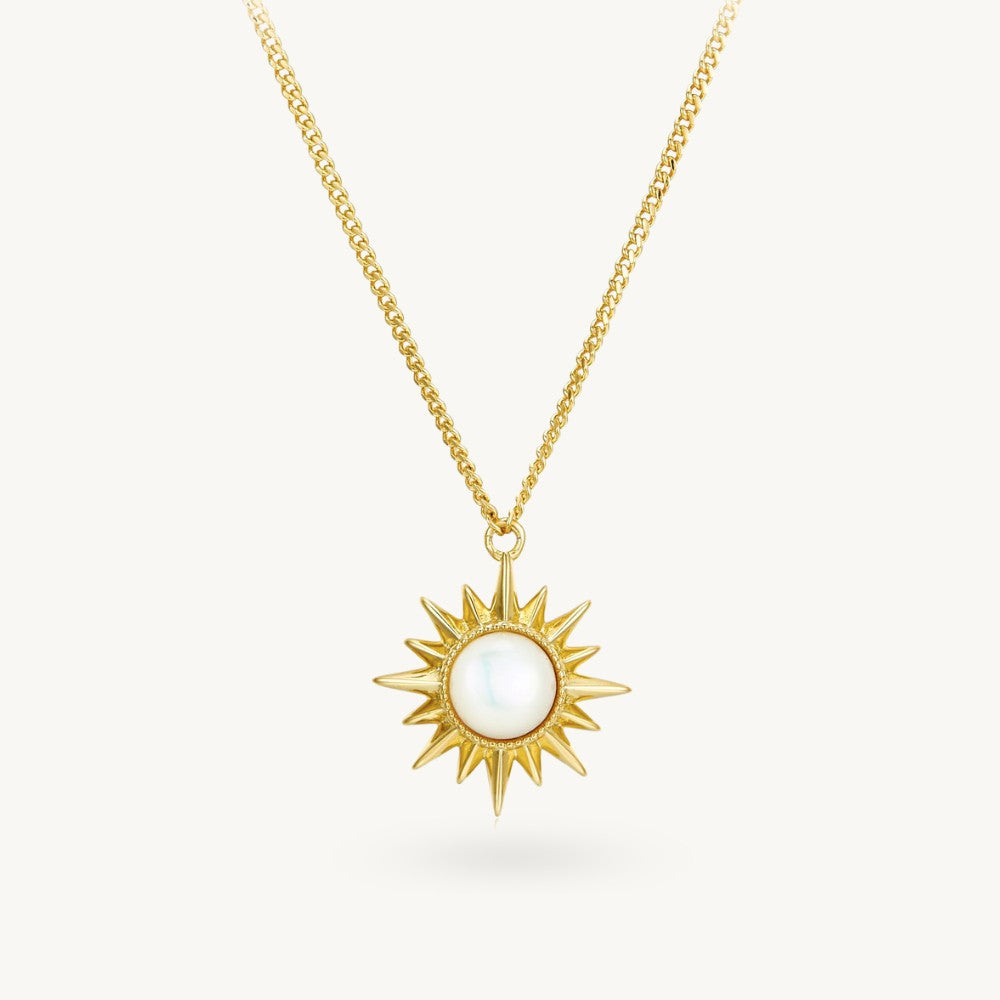 Mother of Pearl Iridescent Sunburst Necklace