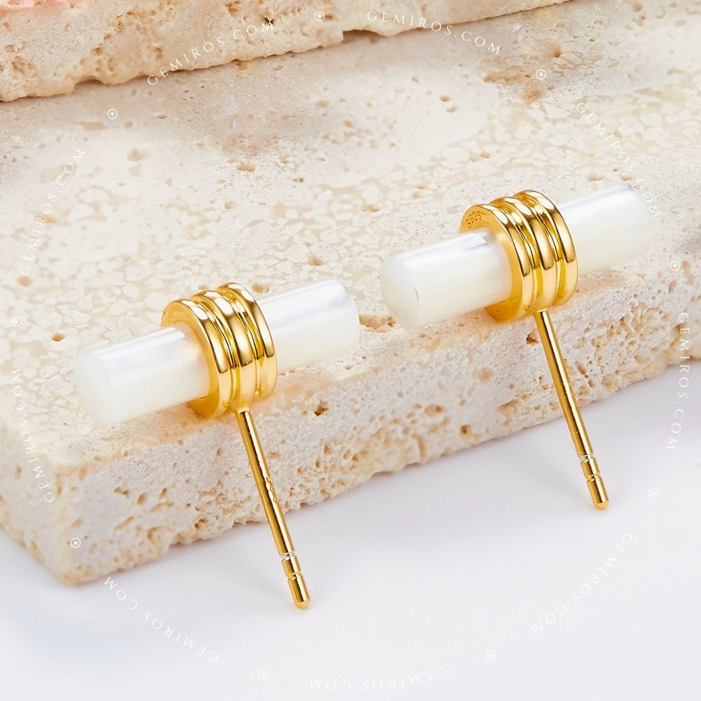 Mother of Pearl Column Stud Earrings