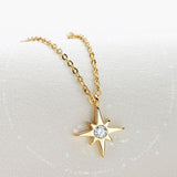 Silver Moissanite Celestial North Star Pendant Necklace