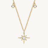 Gold Moissanite Celestial North Star Pendant Necklace