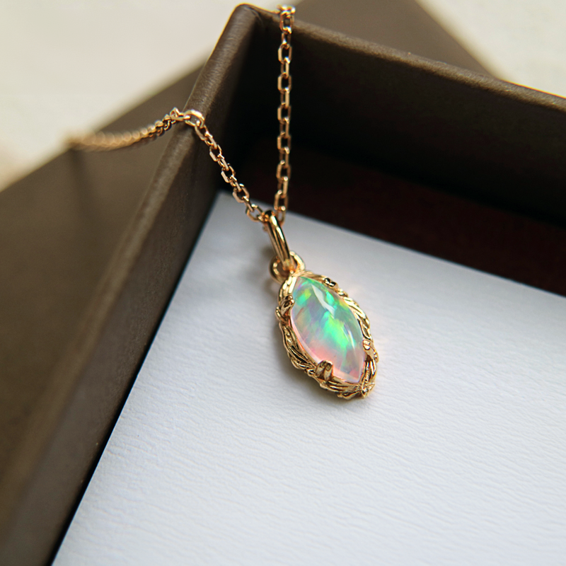 Aurora Opal Marquise Pendant Necklace