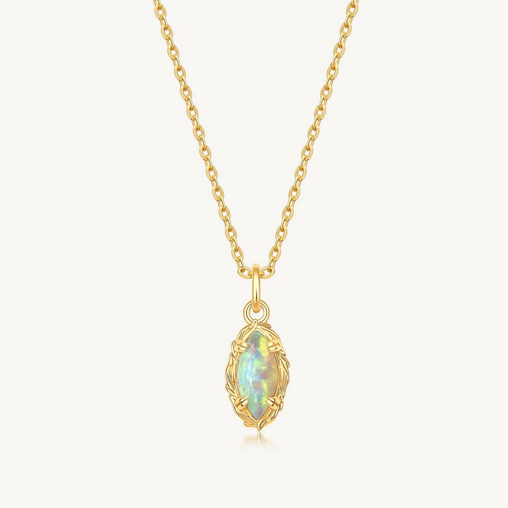 Aurora Opal Marquise Pendant Necklace