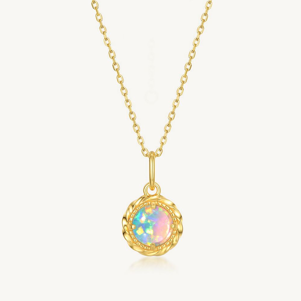 Vintage Opal Milgrain Pendant Necklace