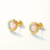 Vintage Opal Milgrain Stud Earrings