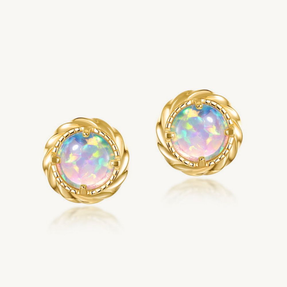 Vintage Opal Milgrain Stud Earrings